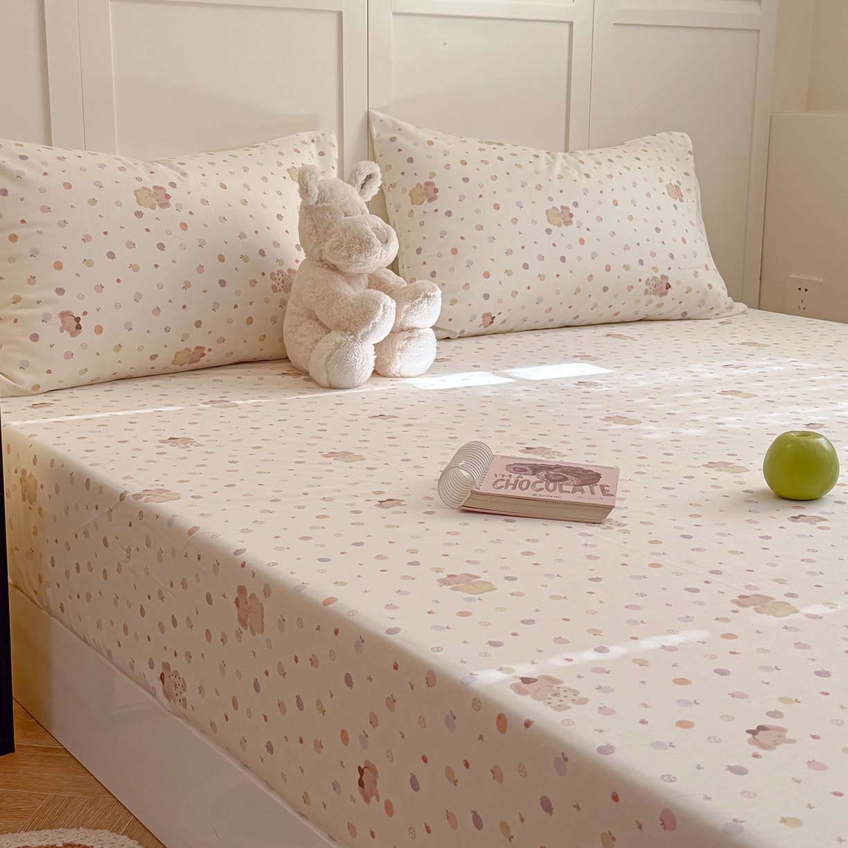 91家纺网 家纺一手货源 找家纺 麦伦家居 2026新款卡通小清新全棉纯棉单床单床笠床单床笠单件单品床单床笠 果子象