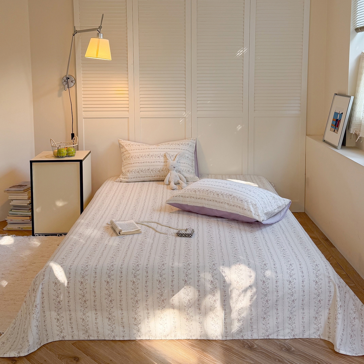 91家纺网 家纺一手货源 找家纺 麦伦家居 2026新款卡通小清新全棉纯棉单床单床笠床单床笠单件单品床单床笠 含羞草