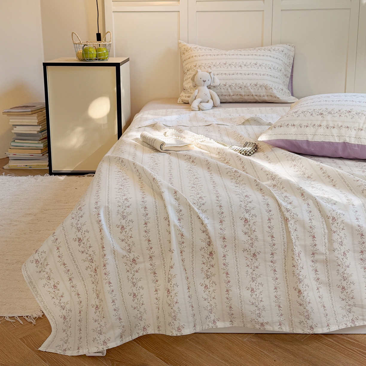 91家纺网 家纺一手货源 找家纺 麦伦家居 2026新款卡通小清新全棉纯棉单床单床笠床单床笠单件单品床单床笠 含羞草