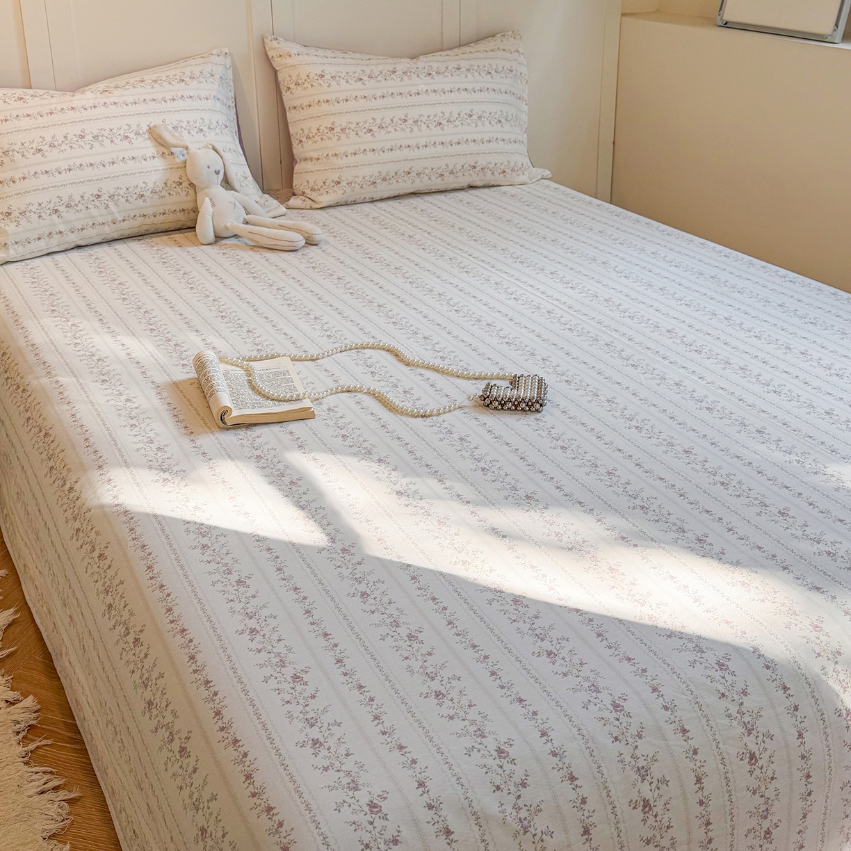 91家纺网 家纺一手货源 找家纺 麦伦家居 2026新款卡通小清新全棉纯棉单床单床笠床单床笠单件单品床单床笠 含羞草