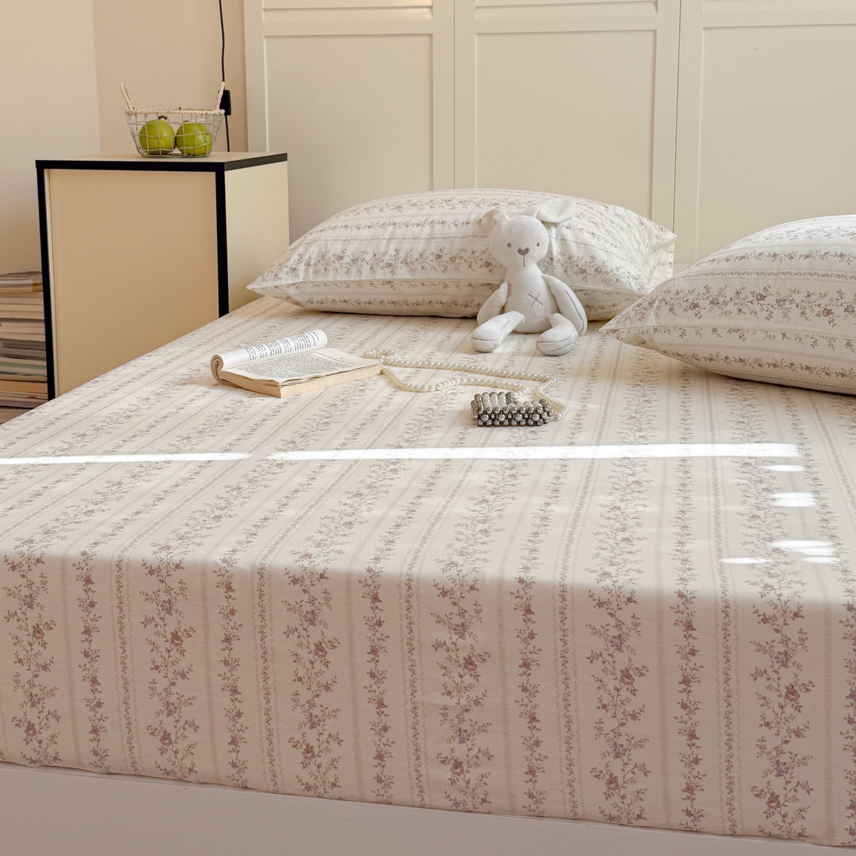 91家纺网 家纺一手货源 找家纺 麦伦家居 2026新款卡通小清新全棉纯棉单床单床笠床单床笠单件单品床单床笠 含羞草