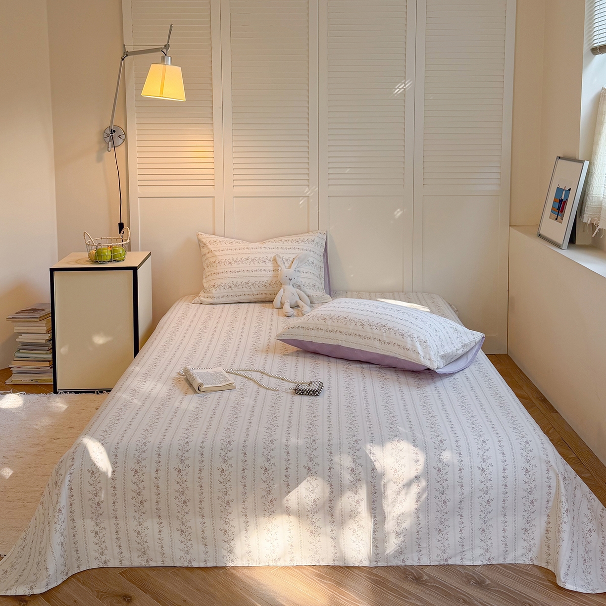 91家纺网 家纺一手货源 找家纺 麦伦家居 2026新款卡通小清新全棉纯棉单床单床笠床单床笠单件单品床单床笠 含羞草