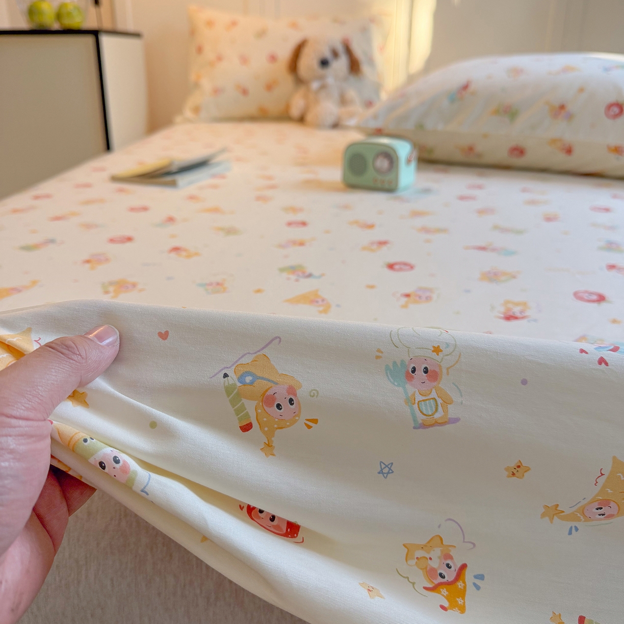 麦伦家居 2026新款卡通小清新全棉纯棉单床单床笠床单床笠单件单品床单床笠 快乐小星星