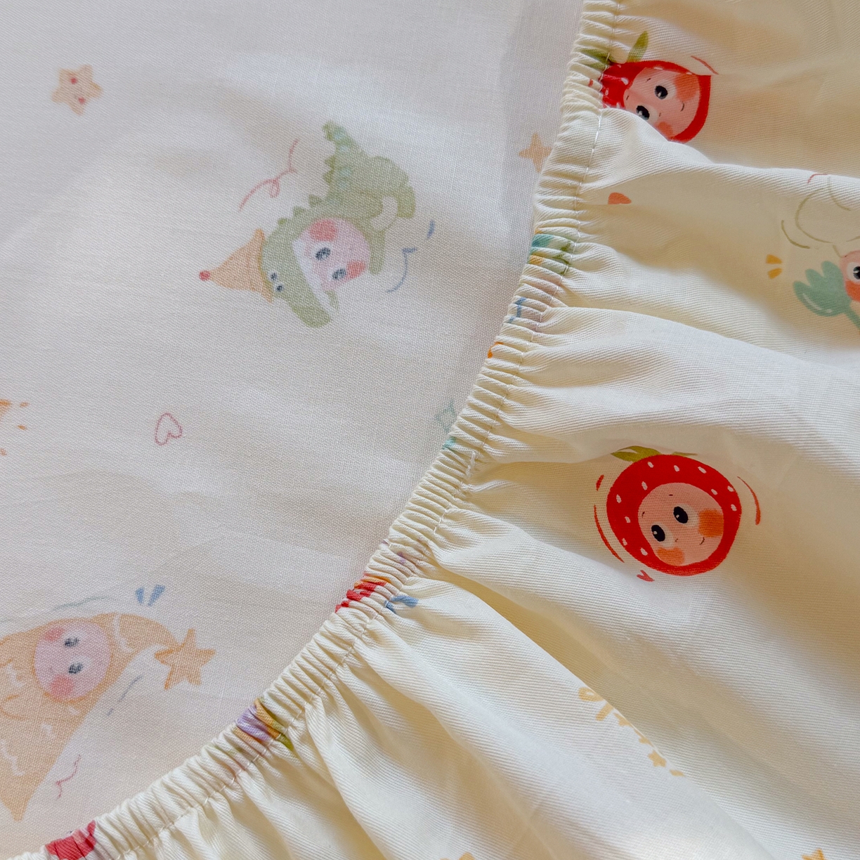 91家纺网 家纺一手货源 找家纺 麦伦家居 2026新款卡通小清新全棉纯棉单床单床笠床单床笠单件单品床单床笠 快乐小星星