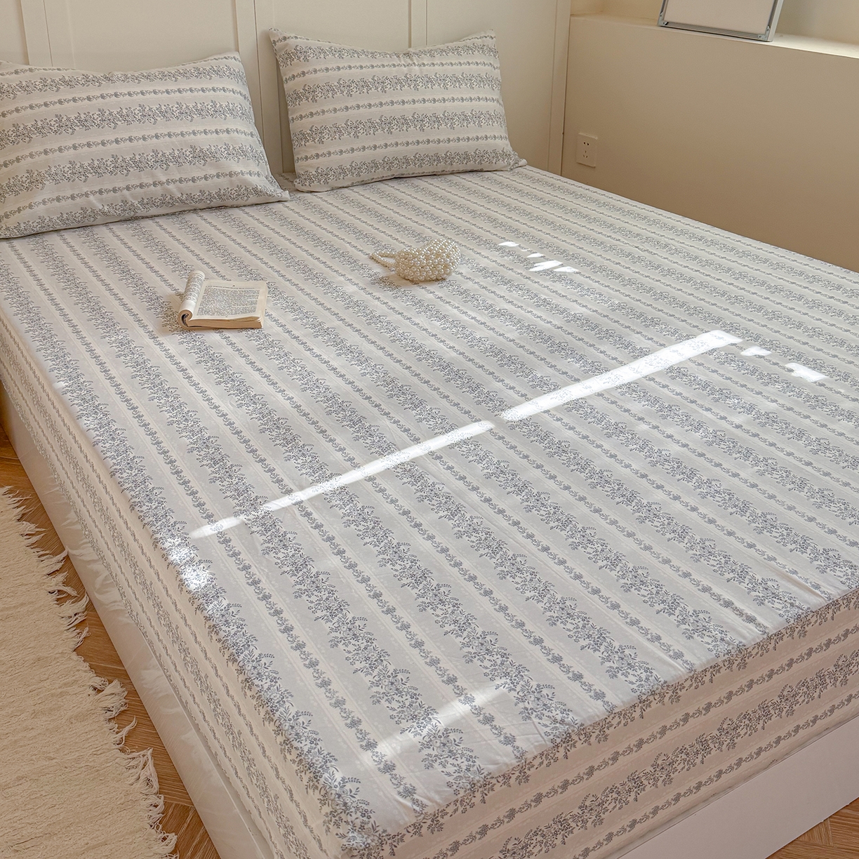 91家纺网 家纺一手货源 找家纺 麦伦家居 2026新款卡通小清新全棉纯棉单床单床笠床单床笠单件单品床单床笠 兰花草