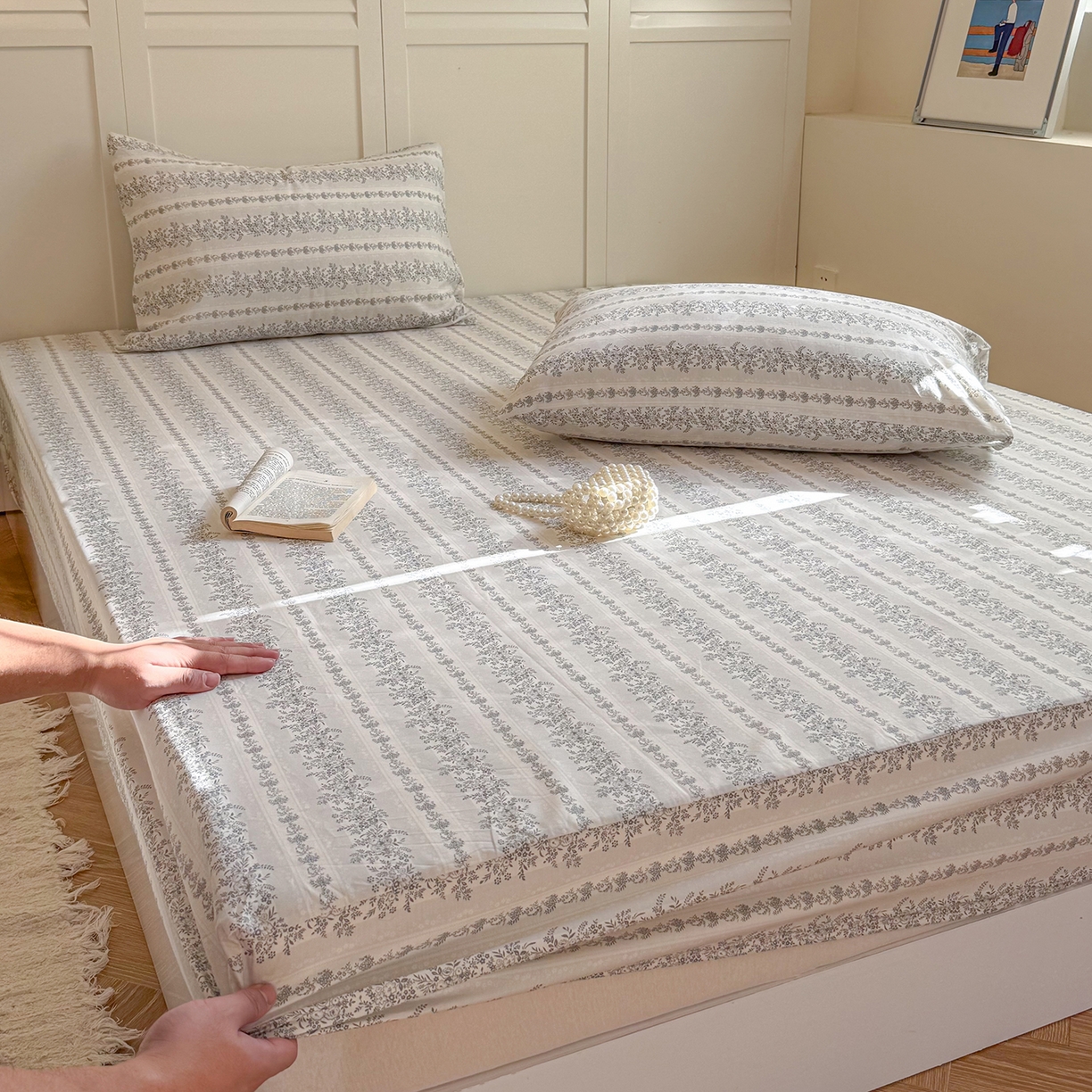 91家纺网 家纺一手货源 找家纺 麦伦家居 2026新款卡通小清新全棉纯棉单床单床笠床单床笠单件单品床单床笠 兰花草