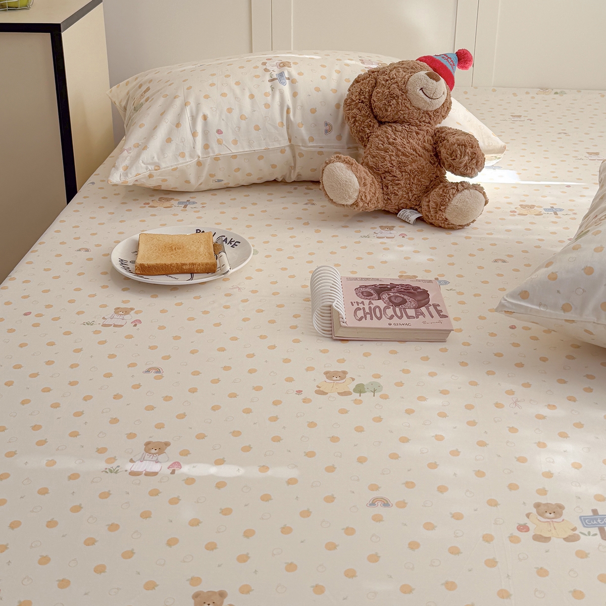 91家纺网 家纺一手货源 找家纺 麦伦家居 2026新款卡通小清新全棉纯棉单床单床笠床单床笠单件单品床单床笠 莓果熊