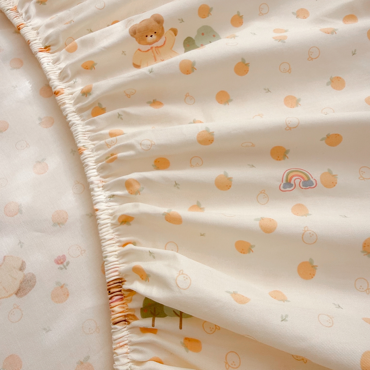 91家纺网 家纺一手货源 找家纺 麦伦家居 2026新款卡通小清新全棉纯棉单床单床笠床单床笠单件单品床单床笠 莓果熊