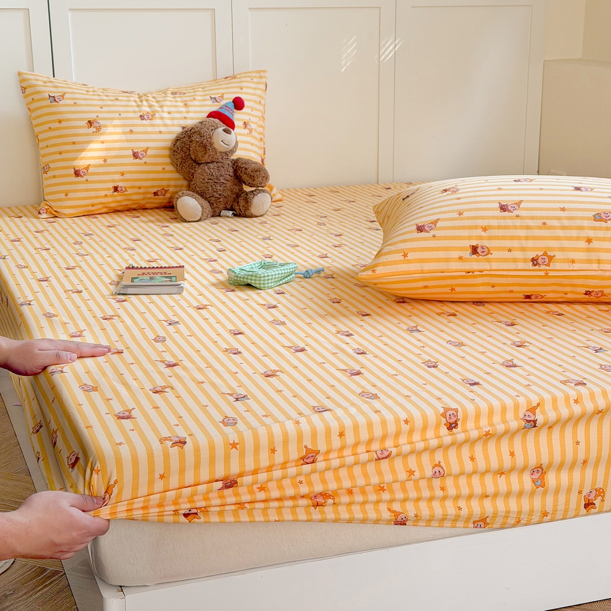 91家纺网 家纺一手货源 找家纺 麦伦家居 2026新款卡通小清新全棉纯棉单床单床笠床单床笠单件单品床单床笠 幸运星