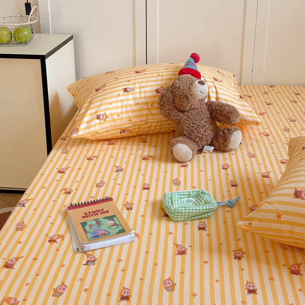 91家纺网 家纺一手货源 找家纺 麦伦家居 2026新款卡通小清新全棉纯棉单床单床笠床单床笠单件单品床单床笠 幸运星