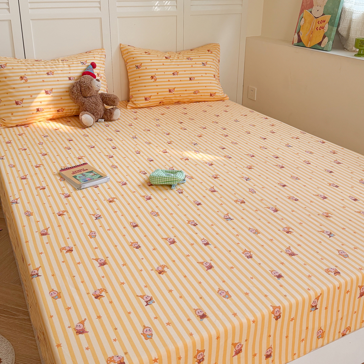 91家纺网 家纺一手货源 找家纺 麦伦家居 2026新款卡通小清新全棉纯棉单床单床笠床单床笠单件单品床单床笠 幸运星