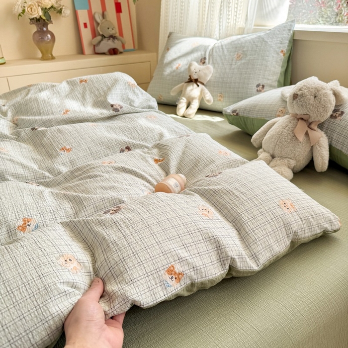 91家纺网 家纺一手货源 找家纺 安力森/诚臻酒店用品 2026新款A类双层皱皱纱四件套 格林萌宠