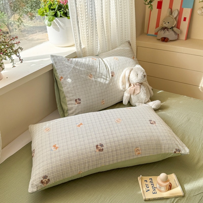 91家纺网 家纺一手货源 找家纺 安力森/诚臻酒店用品 2026新款A类双层皱皱纱四件套 格林萌宠