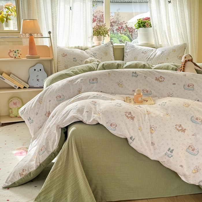 91家纺网 家纺一手货源 找家纺 安力森/诚臻酒店用品 2026新款A类双层皱皱纱四件套 贝拉