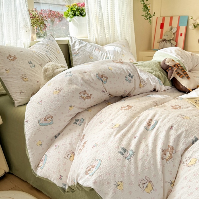 91家纺网 家纺一手货源 找家纺 安力森/诚臻酒店用品 2026新款A类双层皱皱纱四件套 贝拉