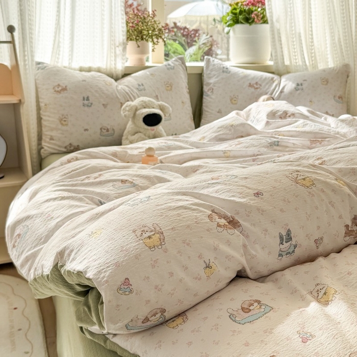 91家纺网 家纺一手货源 找家纺 安力森/诚臻酒店用品 2026新款A类双层皱皱纱四件套 贝拉