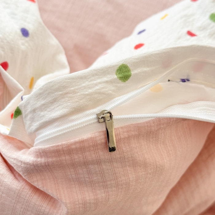 91家纺网 家纺一手货源 找家纺 安力森/诚臻酒店用品 2026新款A类双层皱皱纱四件套 彩色波点