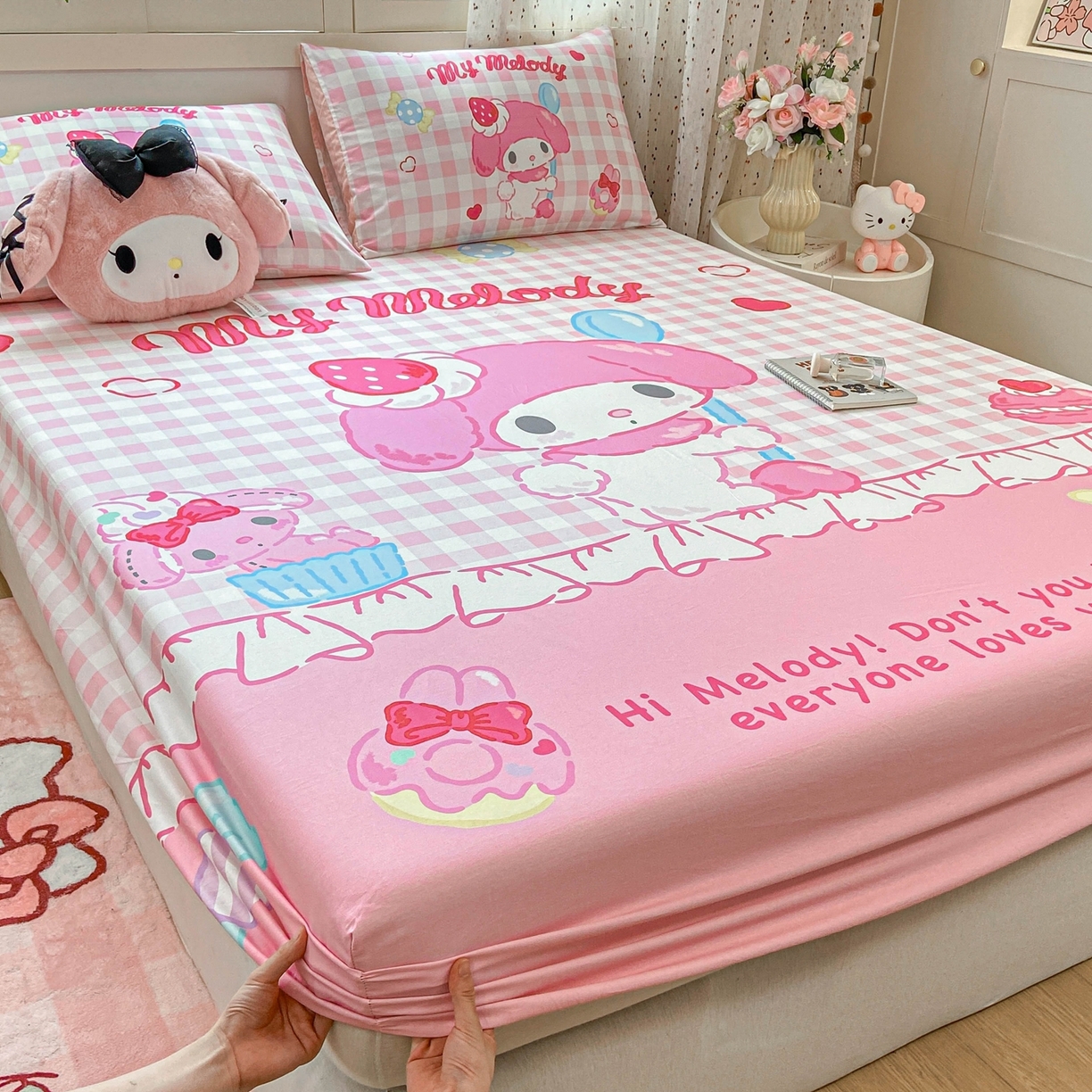 91家纺网 家纺一手货源 找家纺 博雅 2026新款三丽欧大版全棉纯棉单床笠床笠单件 马卡龙美乐蒂