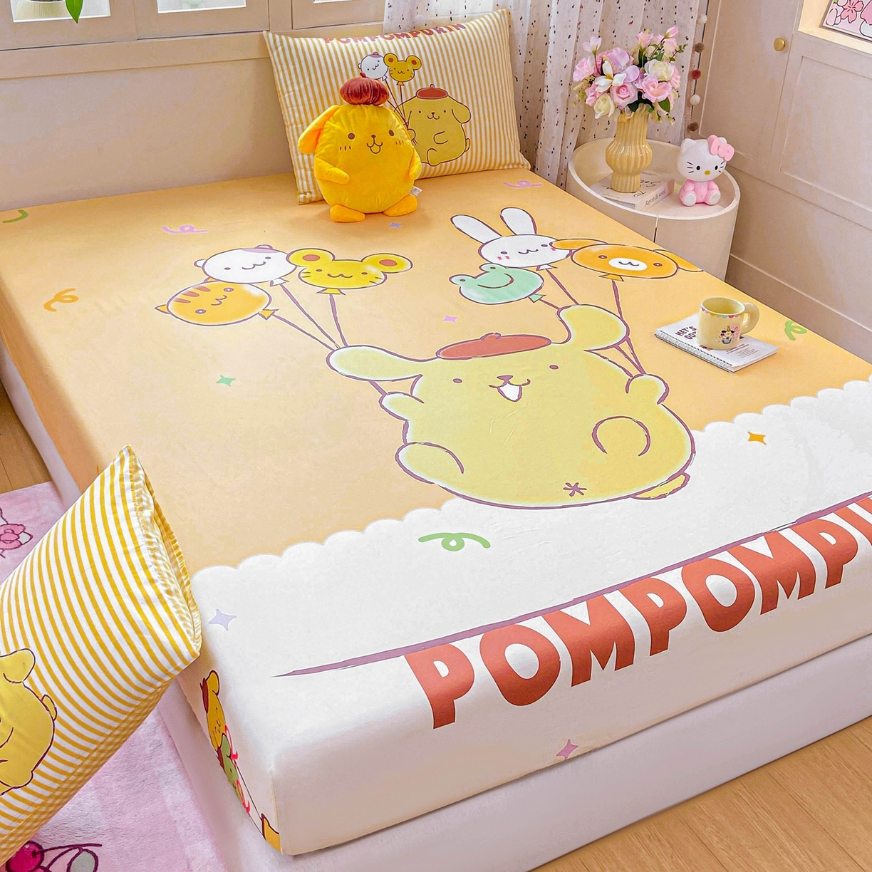 91家纺网 家纺一手货源 找家纺 博雅 2026新款三丽欧大版全棉纯棉单床笠床笠单件 气球布丁狗