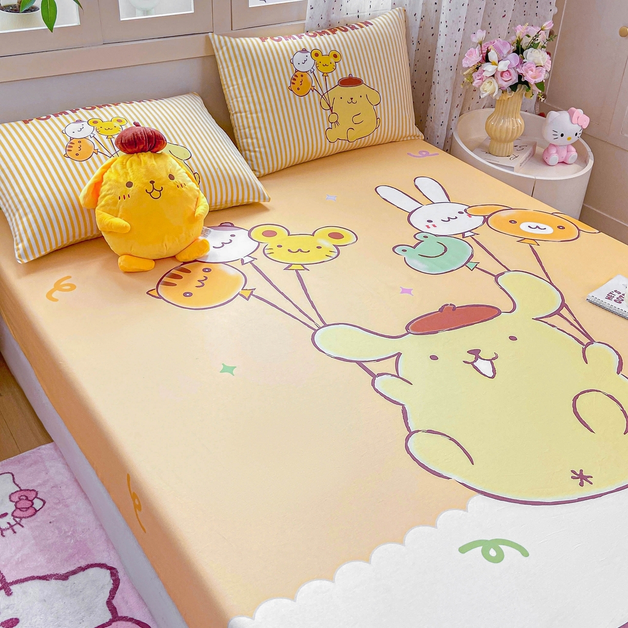 91家纺网 家纺一手货源 找家纺 博雅 2026新款三丽欧大版全棉纯棉单床笠床笠单件 气球布丁狗