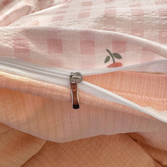 91家纺网 家纺一手货源 找家纺 安力森/诚臻酒店用品 2026新款A类双层皱皱纱四件套 格子蝴蝶结