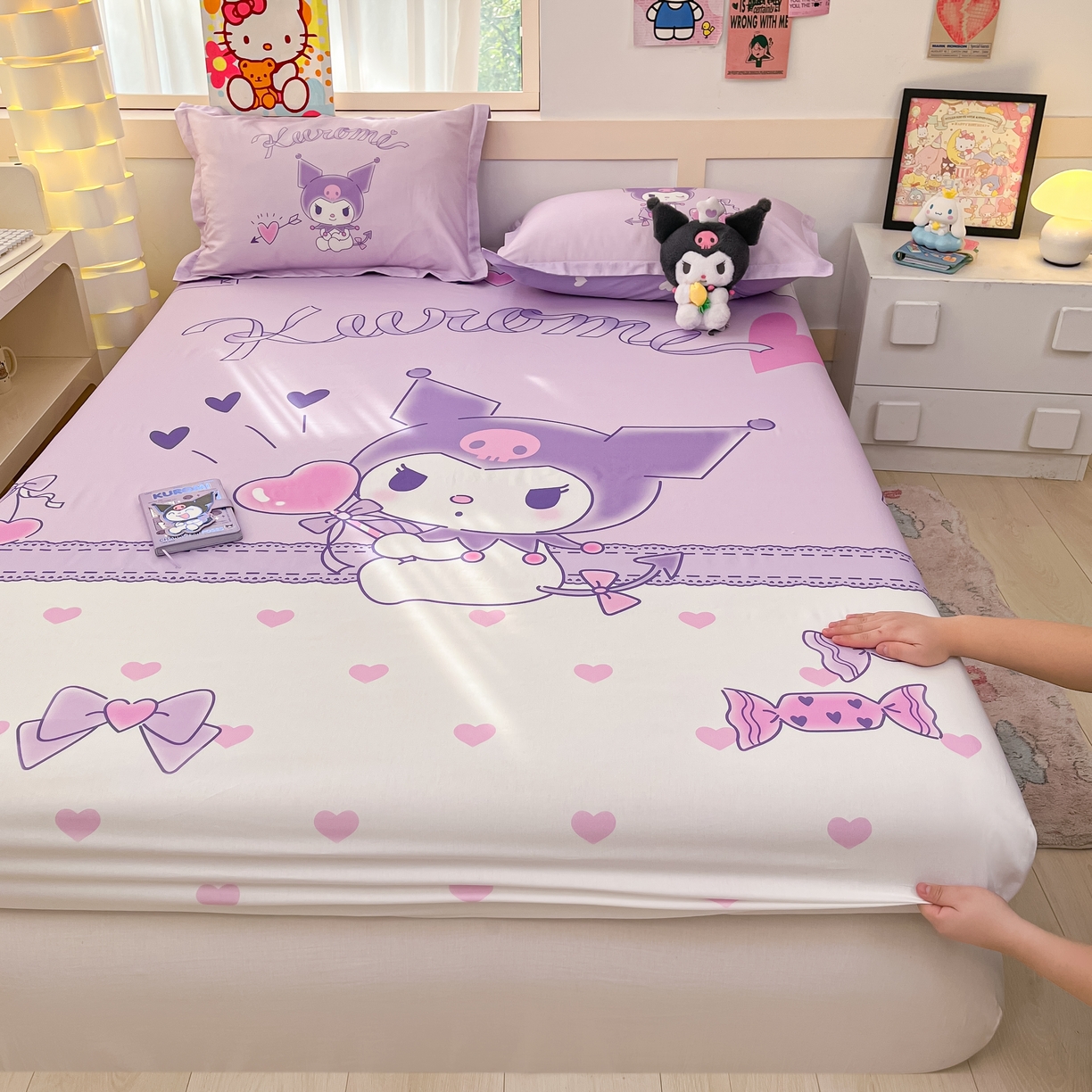 91家纺网 家纺一手货源 找家纺 博雅 2026新款三丽欧大版全棉纯棉单床笠床笠单件 气球库洛米