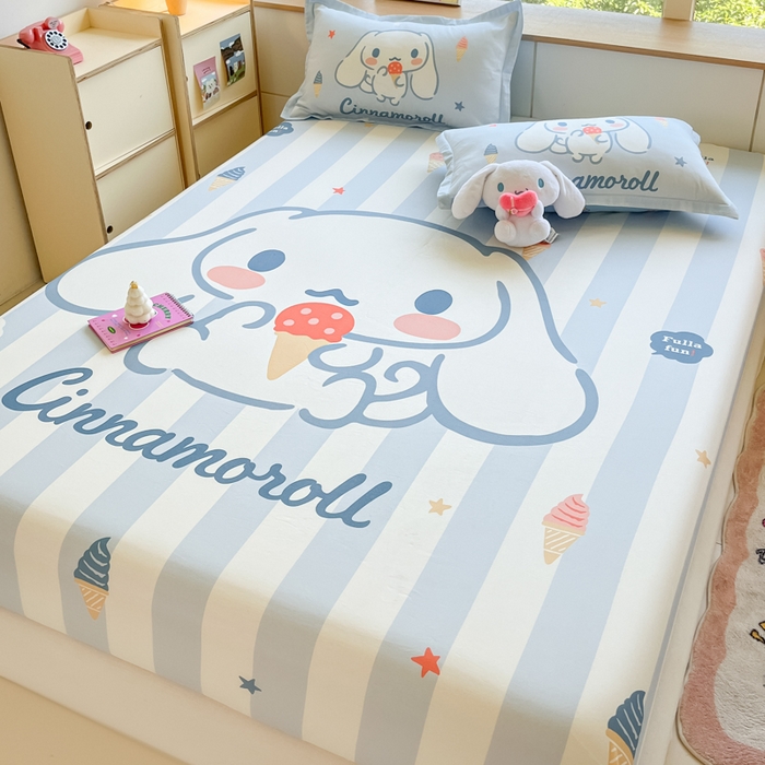 91家纺网 家纺一手货源 找家纺 博雅 2026新款三丽欧大版全棉纯棉单床笠床笠单件 全棉大版-冰激凌玉桂狗