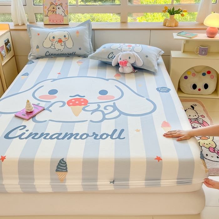 91家纺网 家纺一手货源 找家纺 博雅 2026新款三丽欧大版全棉纯棉单床笠床笠单件 全棉大版-冰激凌玉桂狗