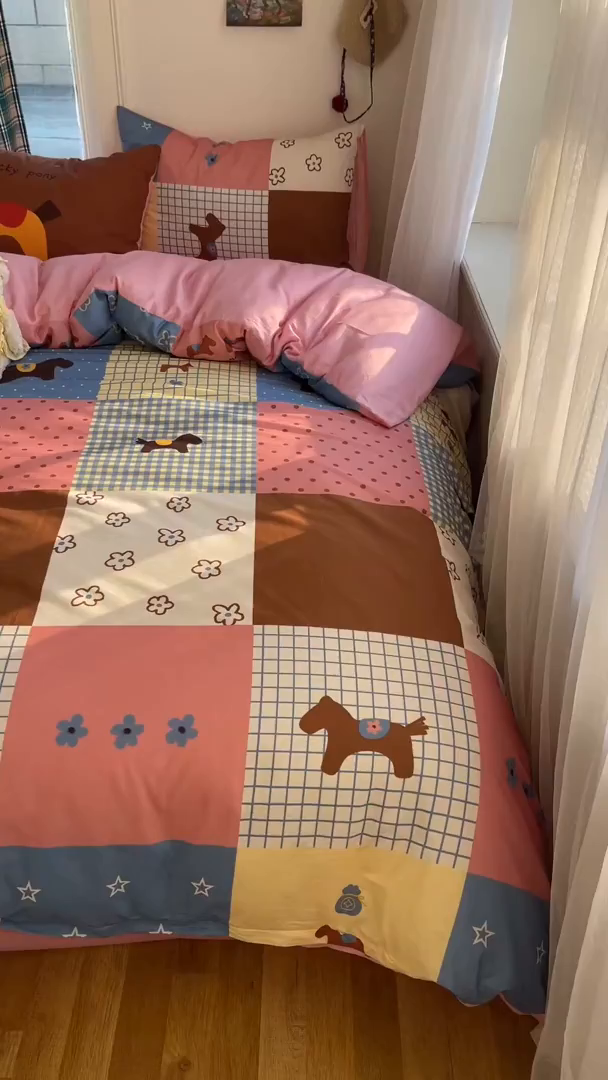 91家纺网 家纺一手货源 找家纺 （总）桃子家居 2026新款纯棉混搭大版数码印花枕套小清新猫咪可爱系列四件套