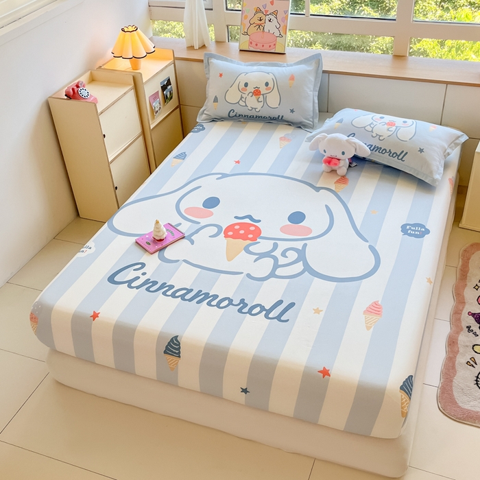 91家纺网 家纺一手货源 找家纺 博雅 2026新款三丽欧大版全棉纯棉单床笠床笠单件 全棉大版-冰激凌玉桂狗