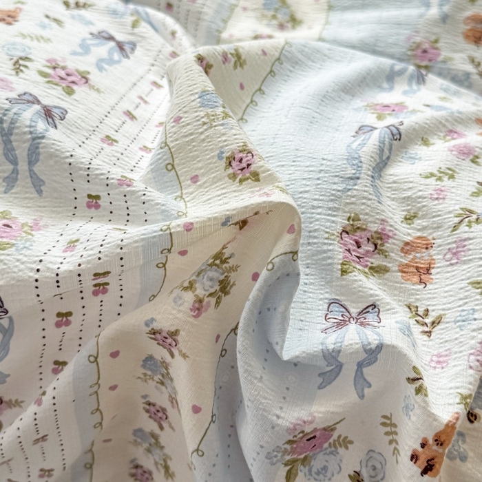 91家纺网 家纺一手货源 找家纺 安力森/诚臻酒店用品 2026新款A类双层皱皱纱四件套 花漫蝴蝶