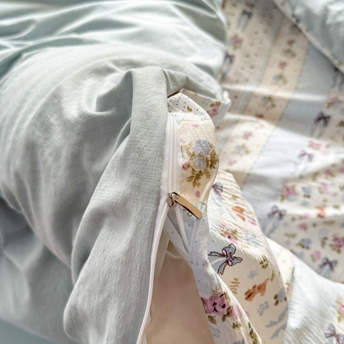 91家纺网 家纺一手货源 找家纺 安力森/诚臻酒店用品 2026新款A类双层皱皱纱四件套 花漫蝴蝶