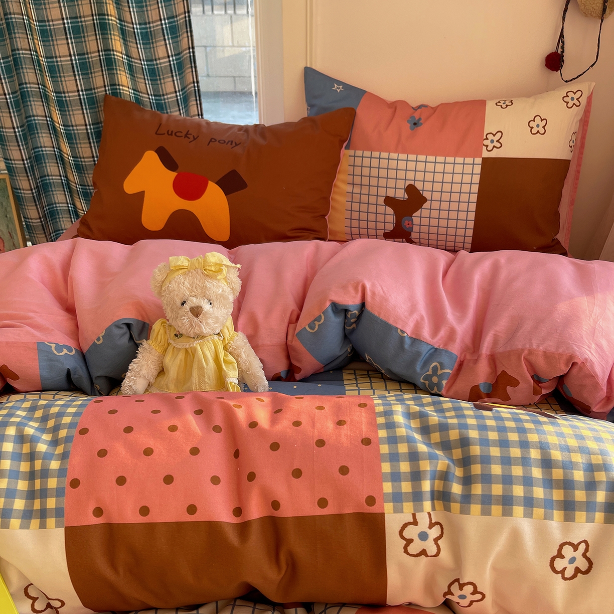 91家纺网 家纺一手货源 找家纺 （总）桃子家居 2026新款纯棉混搭大版数码印花枕套小清新猫咪可爱系列四件套