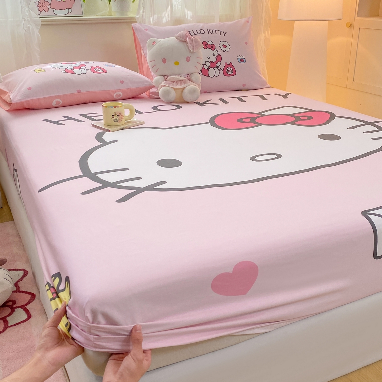 91家纺网 家纺一手货源 找家纺 博雅 2026新款三丽欧大版全棉纯棉单床笠床笠单件 全棉大版-大脸猫kt