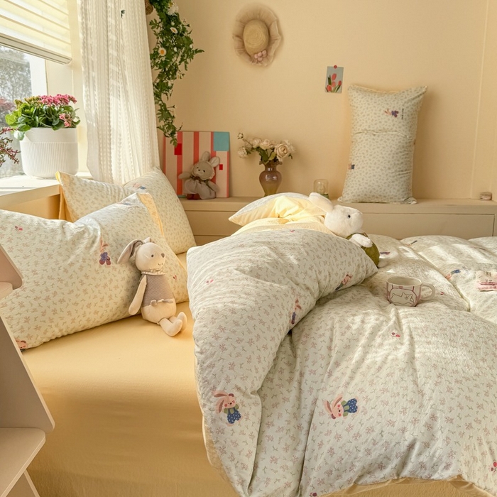 91家纺网 家纺一手货源 找家纺 安力森/诚臻酒店用品 2026新款A类双层皱皱纱四件套 乐园