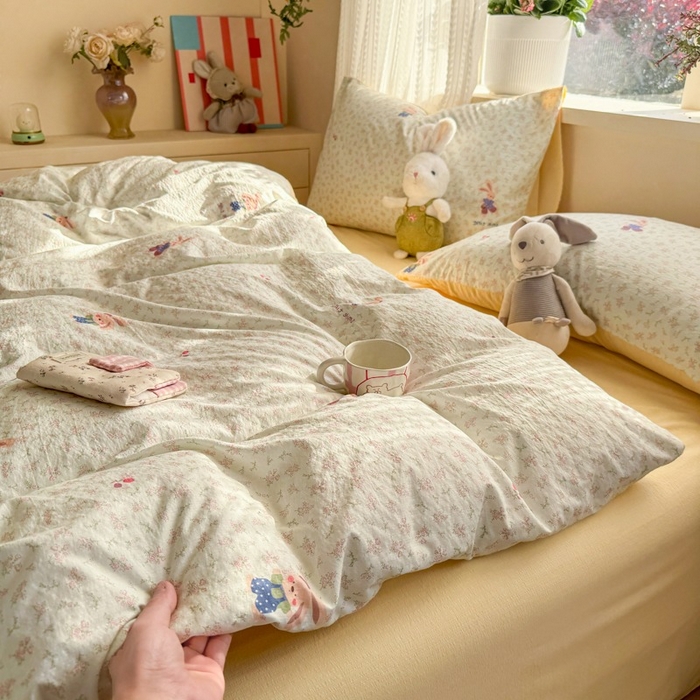 91家纺网 家纺一手货源 找家纺 安力森/诚臻酒店用品 2026新款A类双层皱皱纱四件套 乐园