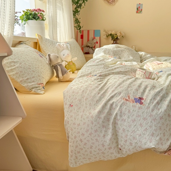 91家纺网 家纺一手货源 找家纺 安力森/诚臻酒店用品 2026新款A类双层皱皱纱四件套 乐园