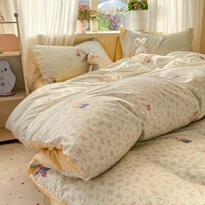 91家纺网 家纺一手货源 找家纺 安力森/诚臻酒店用品 2026新款A类双层皱皱纱四件套 乐园