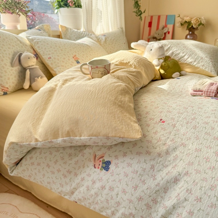 91家纺网 家纺一手货源 找家纺 安力森/诚臻酒店用品 2026新款A类双层皱皱纱四件套 乐园