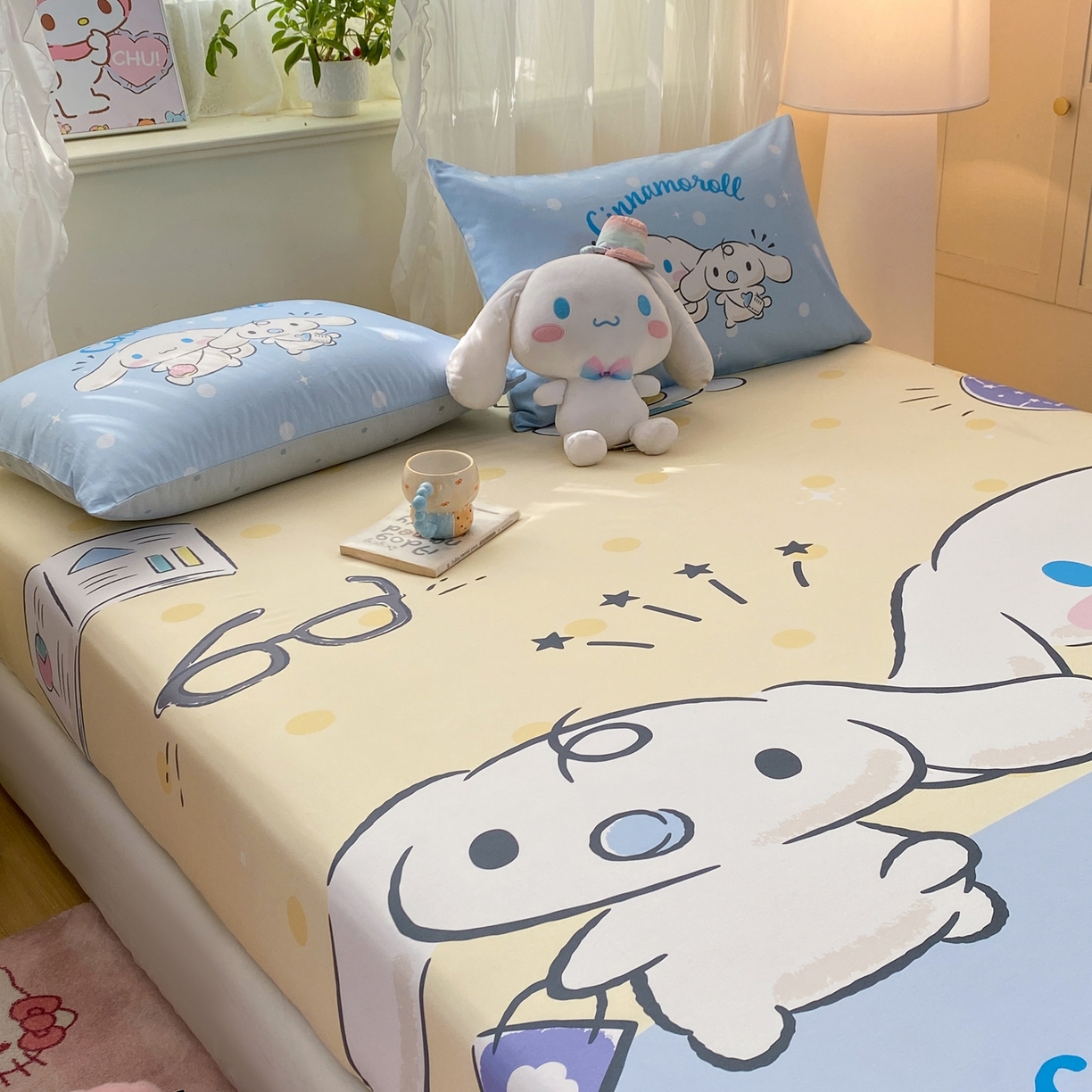 91家纺网 家纺一手货源 找家纺 博雅 2026新款三丽欧大版全棉纯棉单床笠床笠单件 全棉大版-蛋黄玉桂狗