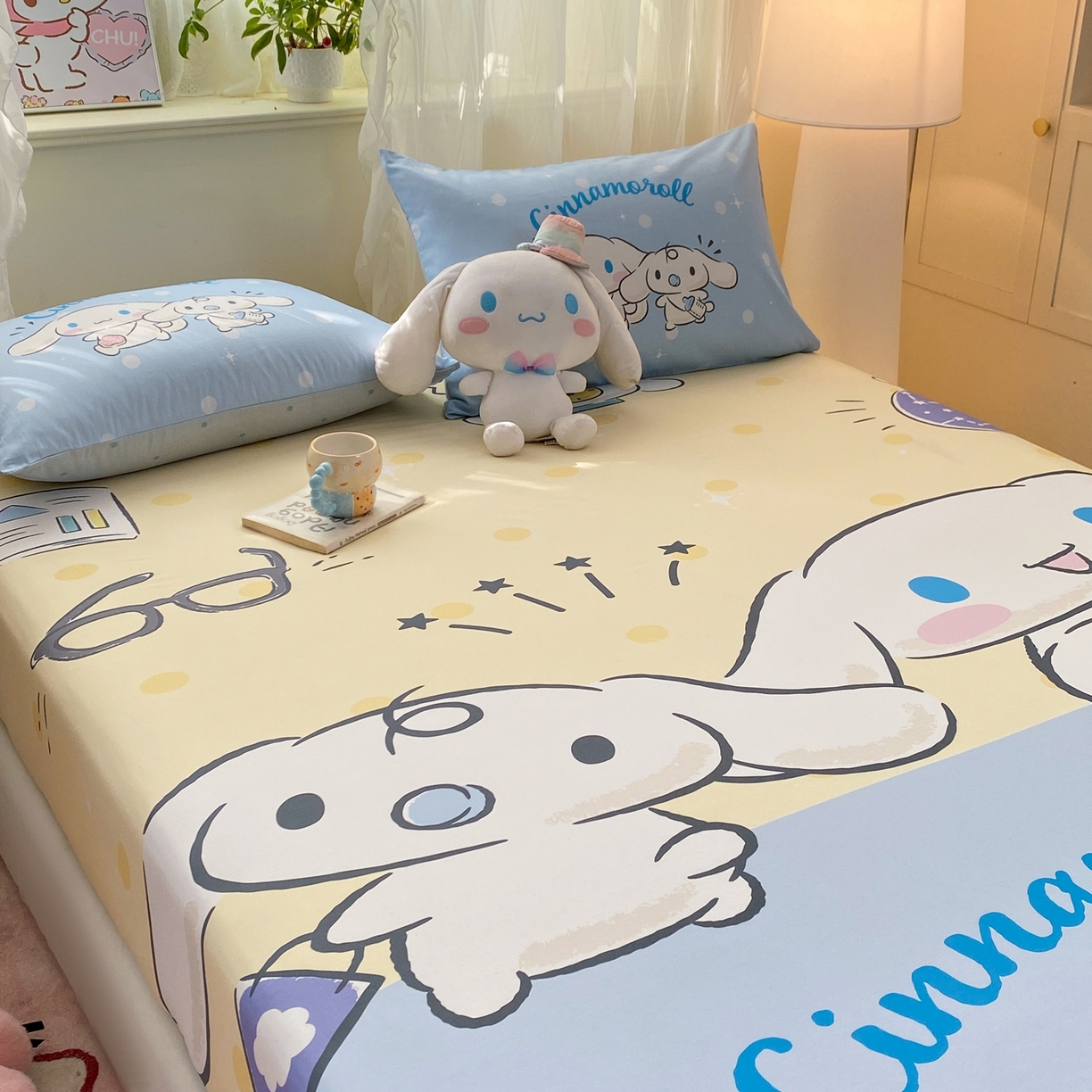 91家纺网 家纺一手货源 找家纺 博雅 2026新款三丽欧大版全棉纯棉单床笠床笠单件 全棉大版-蛋黄玉桂狗