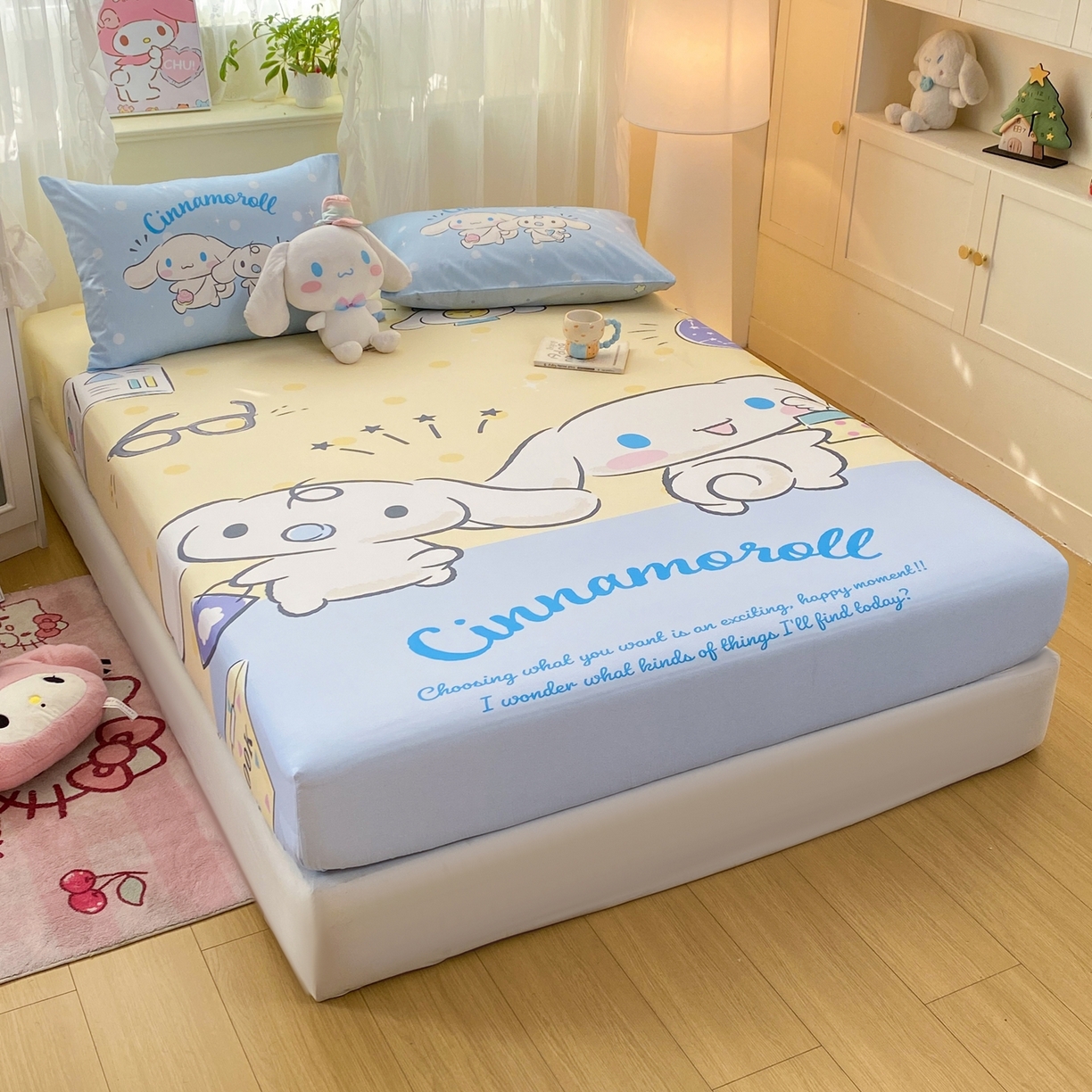 91家纺网 家纺一手货源 找家纺 博雅 2026新款三丽欧大版全棉纯棉单床笠床笠单件 全棉大版-蛋黄玉桂狗