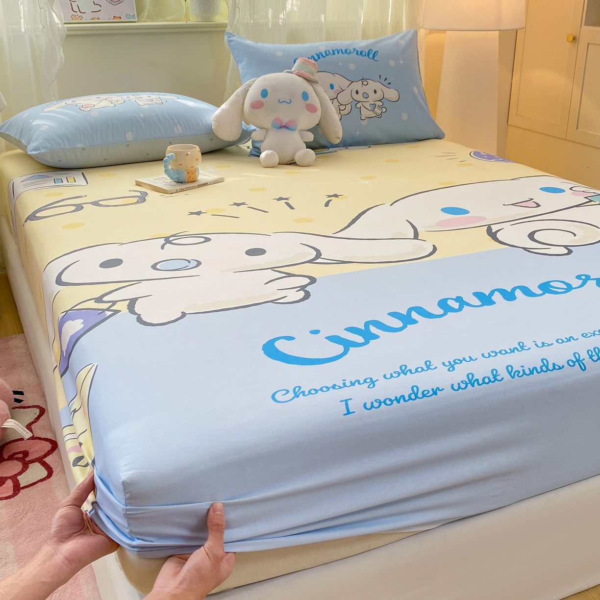 91家纺网 家纺一手货源 找家纺 博雅 2026新款三丽欧大版全棉纯棉单床笠床笠单件 全棉大版-蛋黄玉桂狗