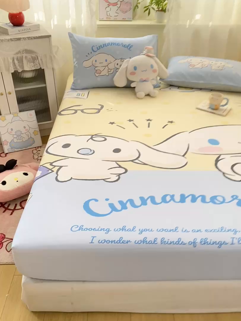 91家纺网 家纺一手货源 找家纺 博雅 2026新款三丽欧大版全棉纯棉单床笠床笠单件 全棉大版-蛋黄玉桂狗