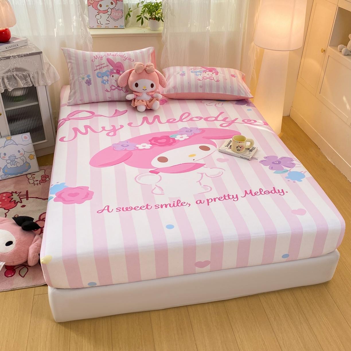 91家纺网 家纺一手货源 找家纺 博雅 2026新款三丽欧大版全棉纯棉单床笠床笠单件 全棉大版-花环美乐蒂