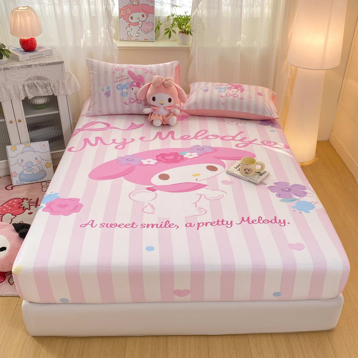 91家纺网 家纺一手货源 找家纺 博雅 2026新款三丽欧大版全棉纯棉单床笠床笠单件 全棉大版-花环美乐蒂