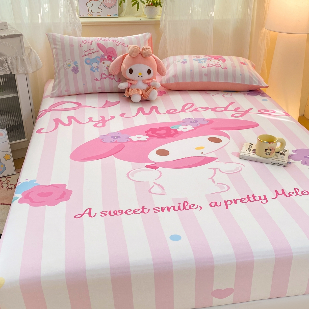 91家纺网 家纺一手货源 找家纺 博雅 2026新款三丽欧大版全棉纯棉单床笠床笠单件 全棉大版-花环美乐蒂