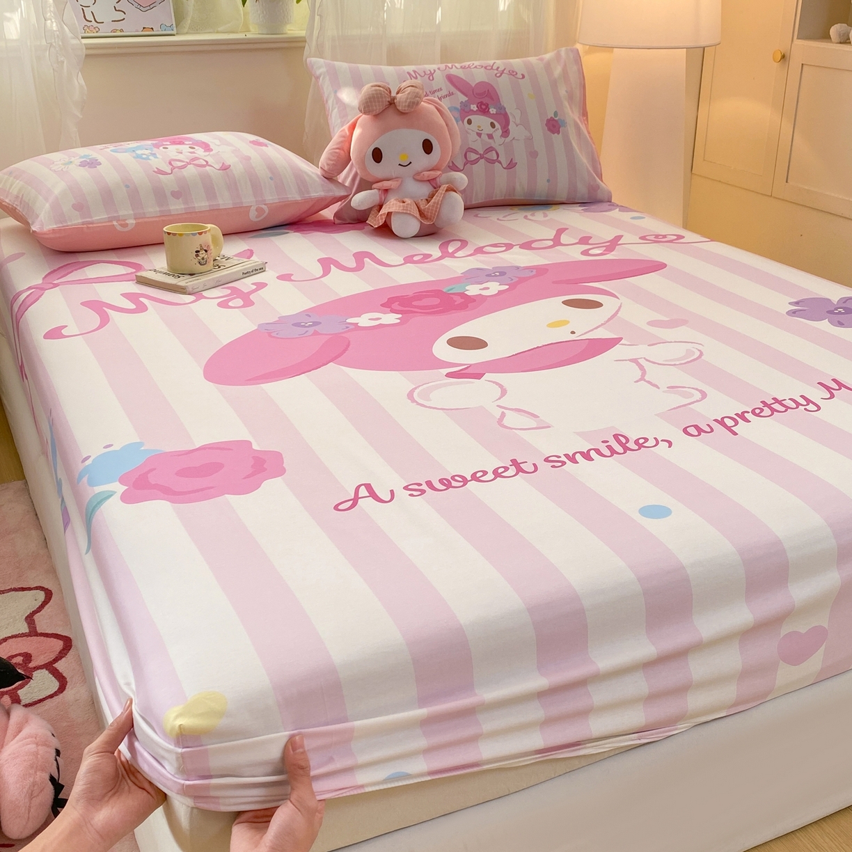 91家纺网 家纺一手货源 找家纺 博雅 2026新款三丽欧大版全棉纯棉单床笠床笠单件 全棉大版-花环美乐蒂