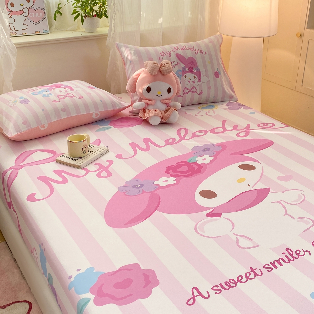 91家纺网 家纺一手货源 找家纺 博雅 2026新款三丽欧大版全棉纯棉单床笠床笠单件 全棉大版-花环美乐蒂