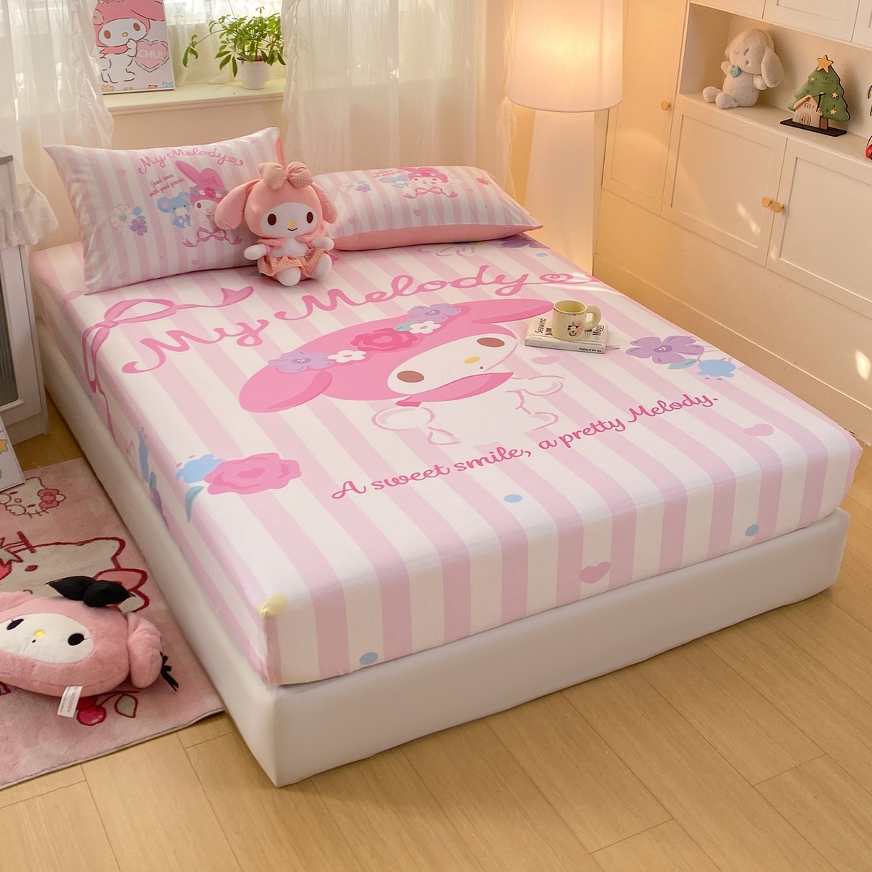 91家纺网 家纺一手货源 找家纺 博雅 2026新款三丽欧大版全棉纯棉单床笠床笠单件 全棉大版-花环美乐蒂